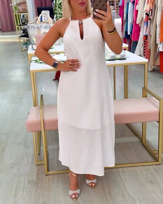 Kleid Ärmellos Elegant Unifarbe