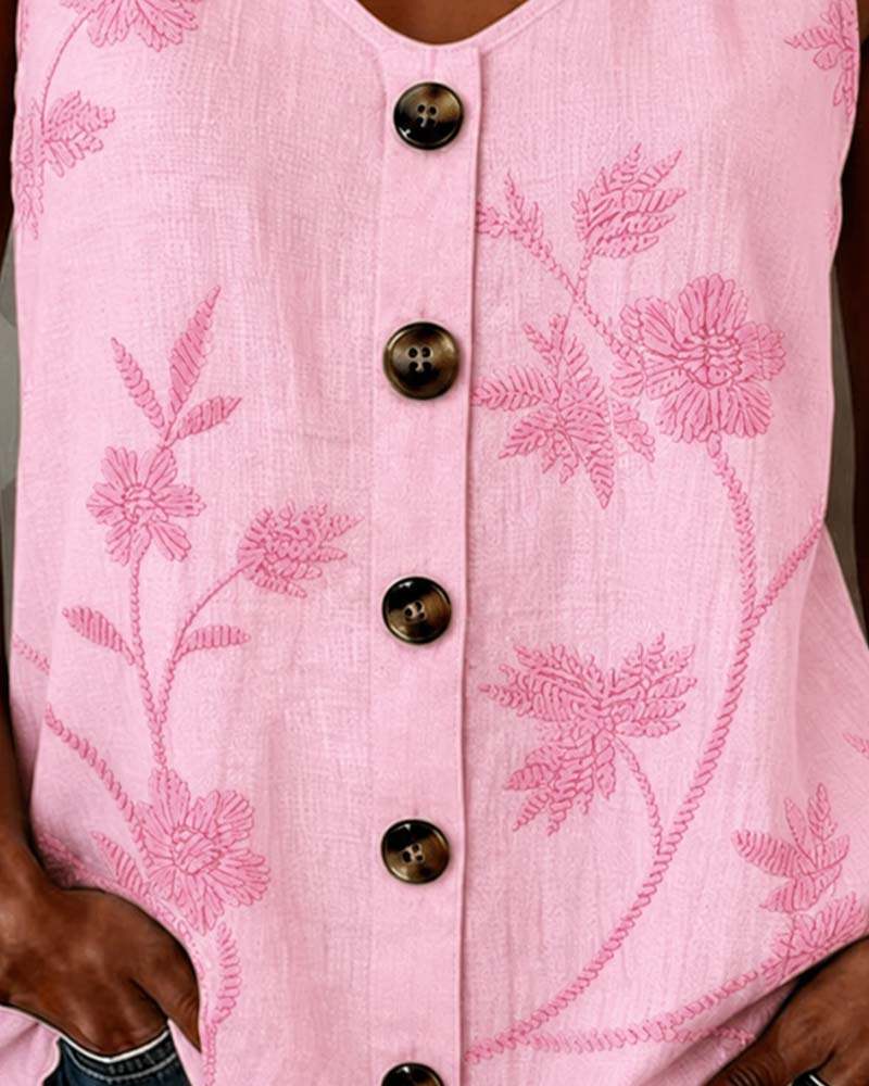 Tank Top Blumen Camisole Metall Ring