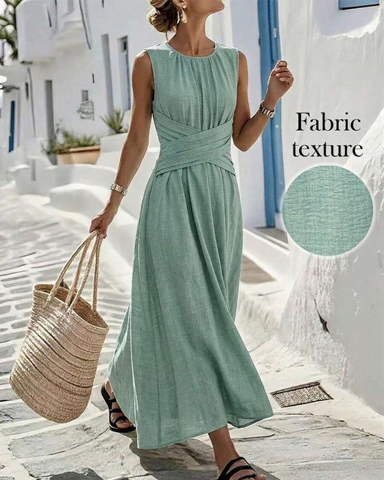 Kleid Überschneidung Taille Ärmellos