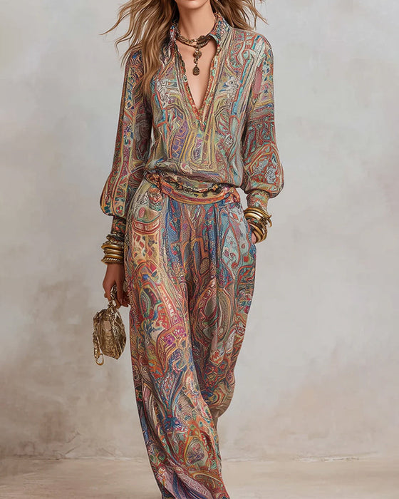 Set Bohemian Weites Bein Hose