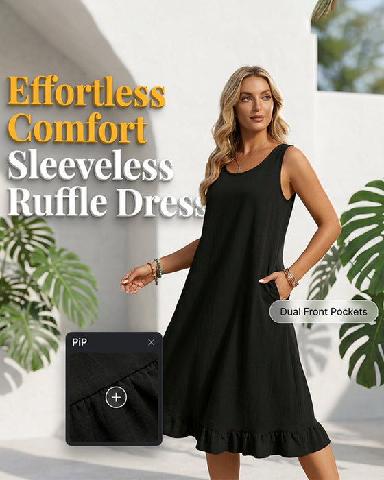 Kleid Ärmellos Uni Rüsche