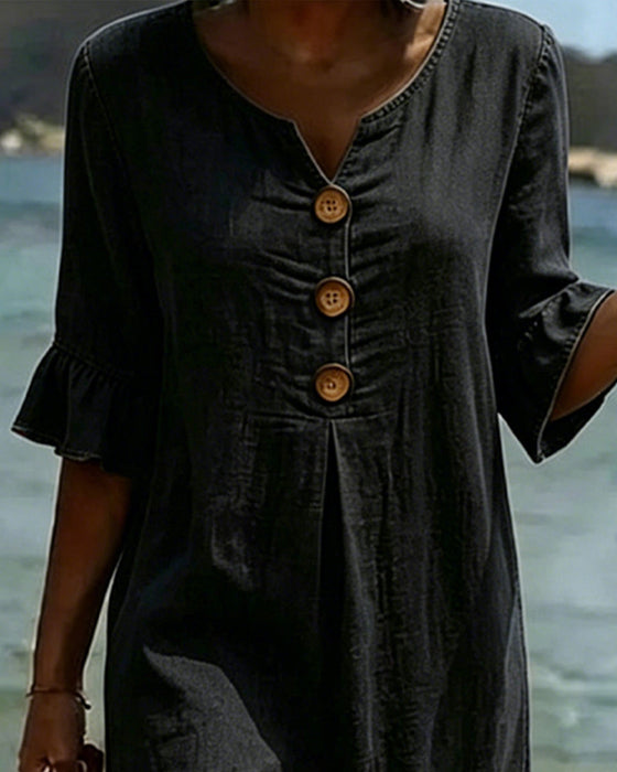 Kleid Lotos Blatt Ärmel Jeans