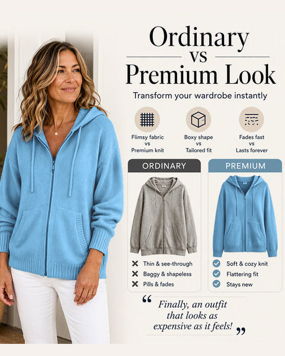 Cardigan Uni Mit Kapuze Reißverschluss