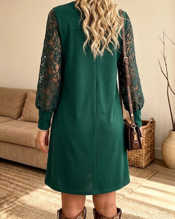 Kleid Rundhals Langarm