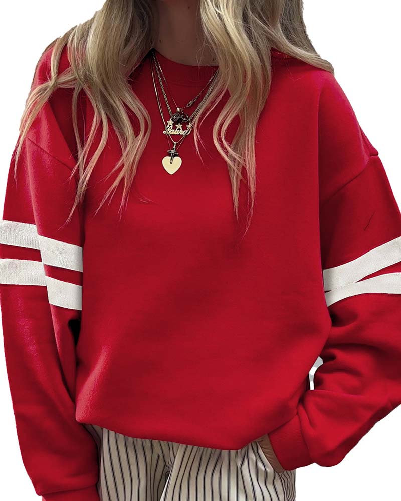 Color-Block Langarm Rundhals-Sweatshirt
