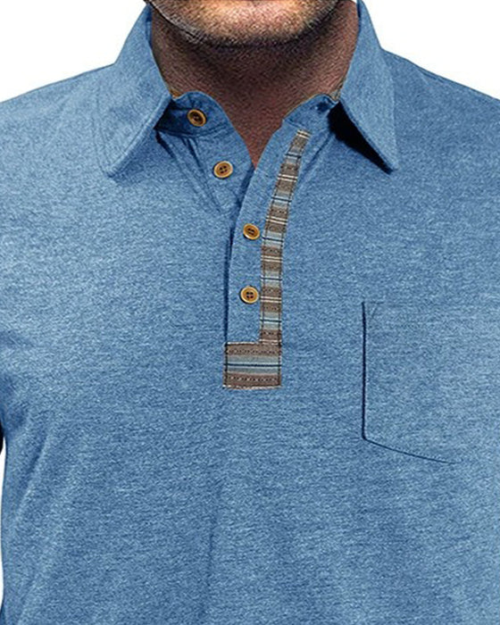 Bluse Herren Knopf Revers Polo