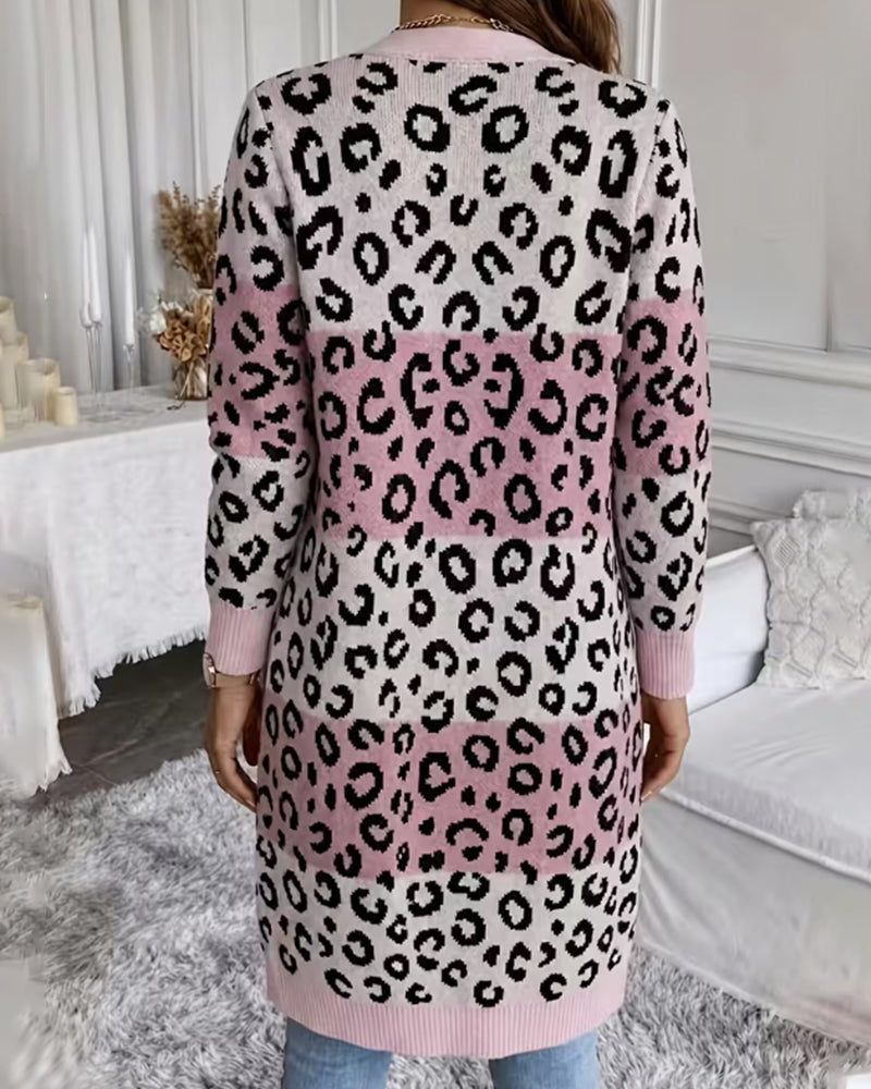 Cardigan Leopard‑Druck Langarm