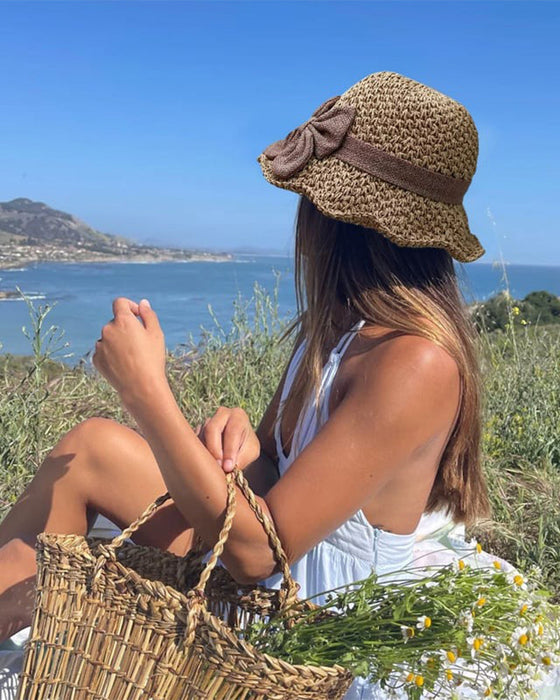 Hut Lässig Urlaub Schleife Stroh