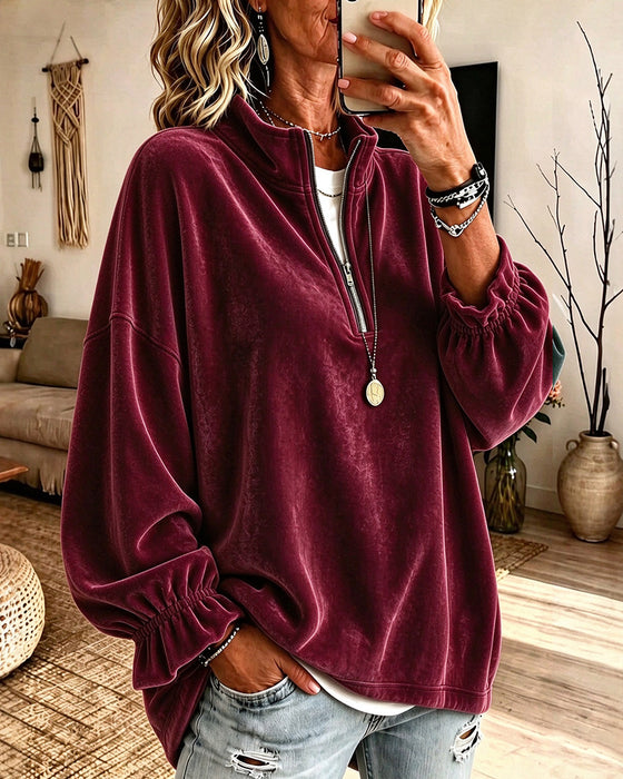 Sweatshirt Stehkragen Reißverschluss