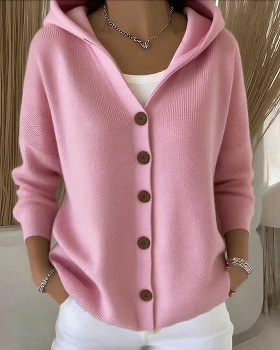 Cardigan Mit Kapuzen- Und Vorderknopf Merkmalen