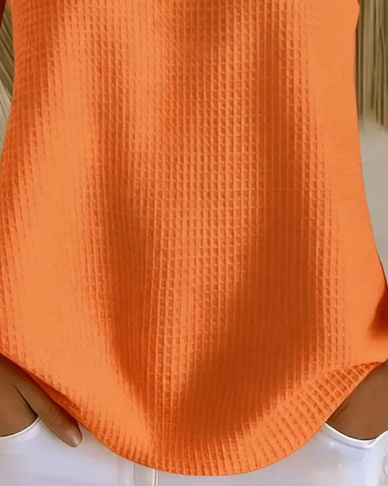 Tank Top Rundhals Ärmellos Waffel Knopf