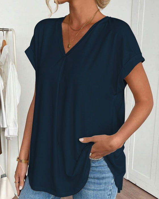 T-Shirt kurzärmelig einfarbig Patchwork