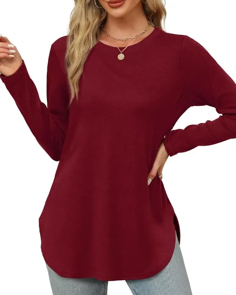 Einfarbiges Langarm‑Top