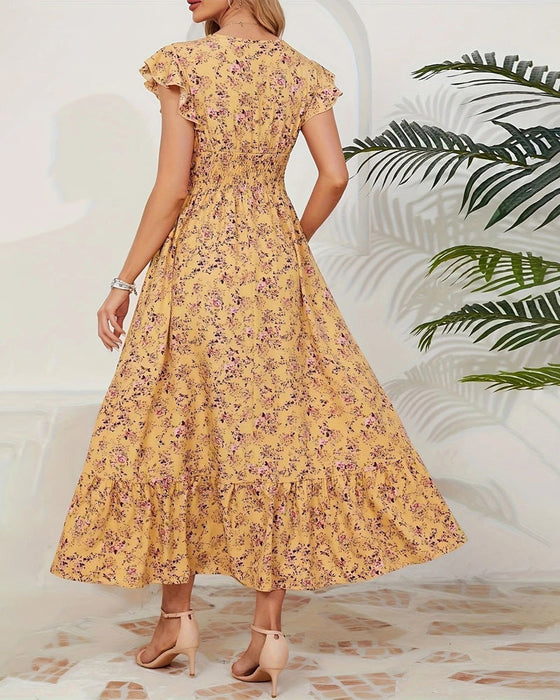 Kleid Blumen Taille Bindung