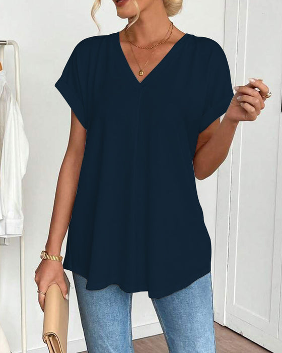 T-Shirt kurzärmelig einfarbig Patchwork