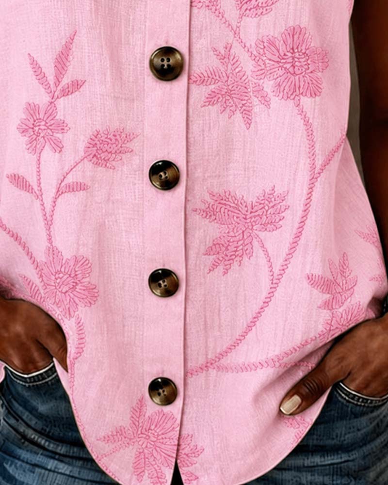 Tank Top Blumen Camisole Metall Ring