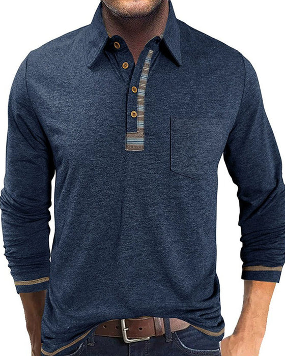 Bluse Herren Knopf Revers Polo