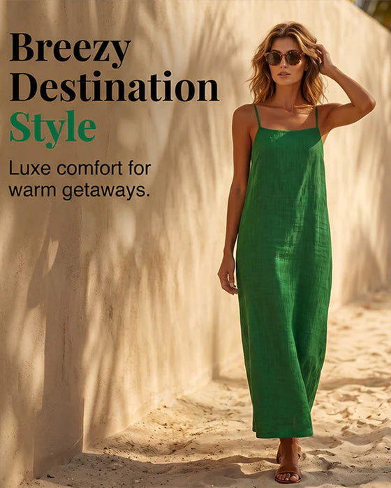 Kleid Einfarbig Spaghettiträger Maxi