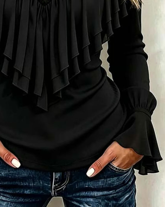 Bluse Mit Rüschen Und Glockenärmeln