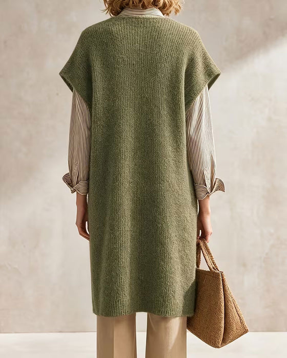 Pulloverkleid Einfarbig V-Ausschnitt