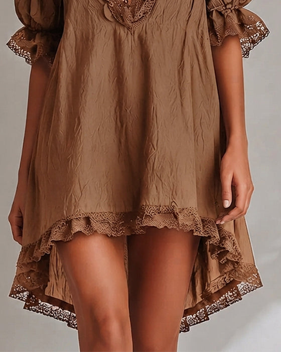 Kleid Spitze Patchwork Asymmetrisch