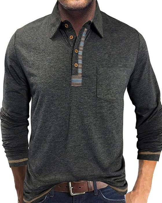 Bluse Herren Knopf Revers Polo