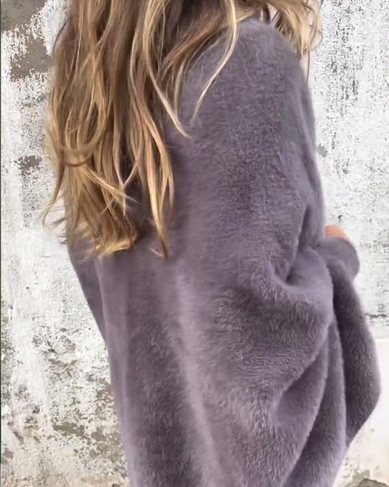 Lässiger, einfarbiger cardigan mit fransen