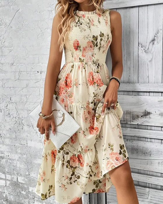 Kleid Blumig Druck Smock