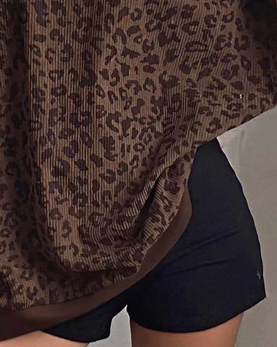 Sweatshirt Leopardenmuster Langarm