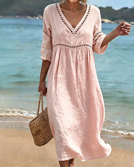 Kleid einfarbig durchbrochen lässig
