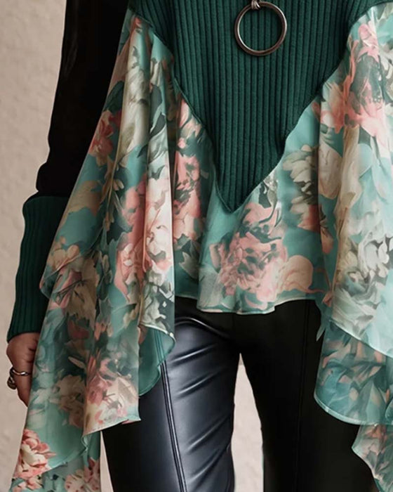 Bluse Patchwork Blumen Unregelmäßig