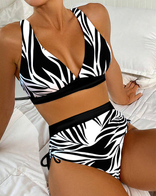 Bikini Zweiteilig Bedruckt Hohe Taille