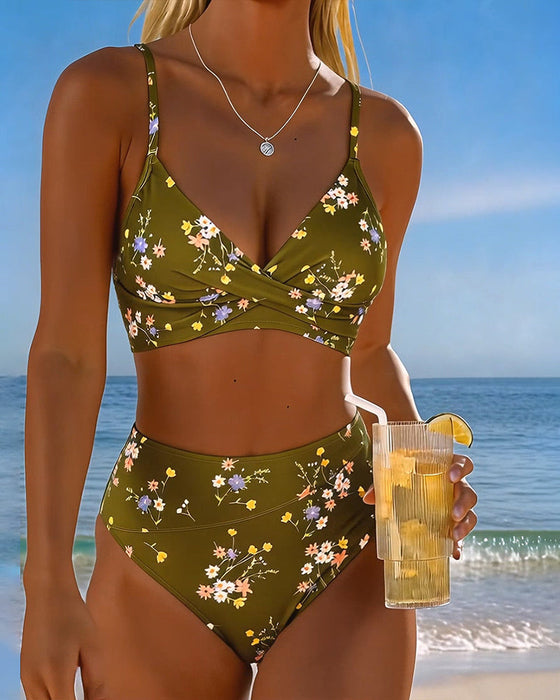 Bikini Sexy Sich Kreuzend Blumenprint