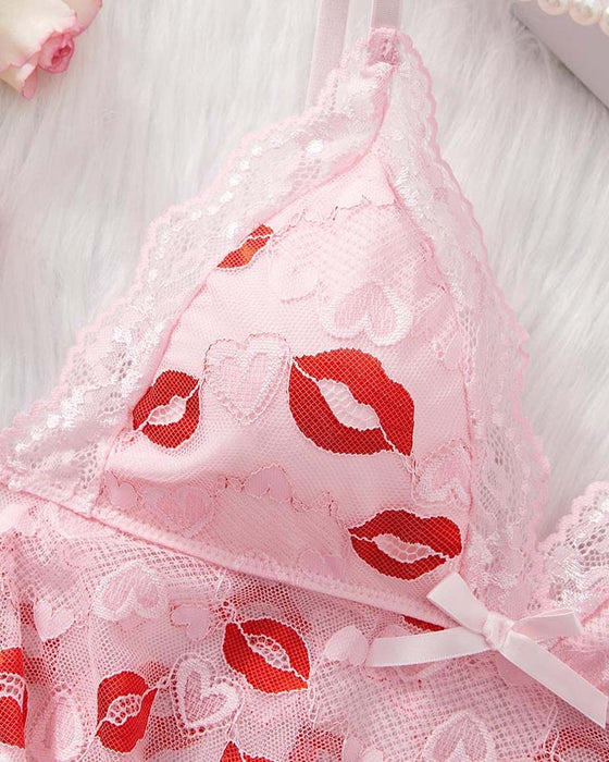 Kleid Lippe Druck Schlaf
