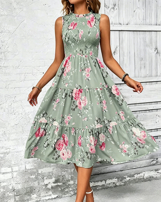 Kleid Blumig Druck Smock