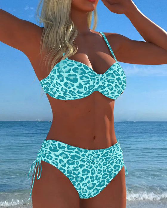 Bikini Schnürung Leopardenmuster