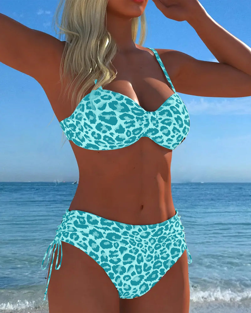 Bikini Schnürung Leopardenmuster