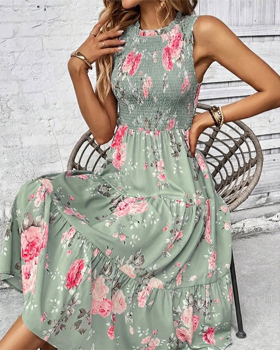 Kleid Blumig Druck Smock