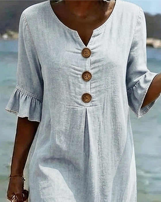 Kleid Lotos Blatt Ärmel Jeans