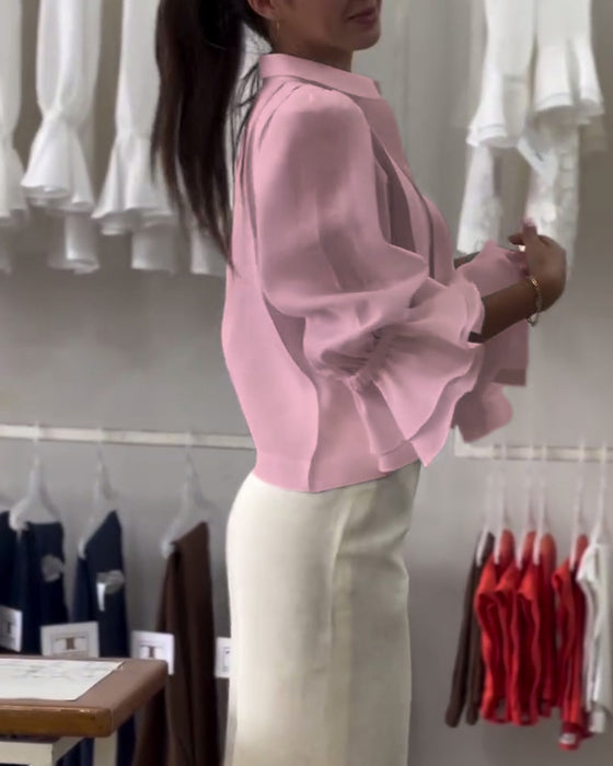 Bluse Puffärmel Rüsche