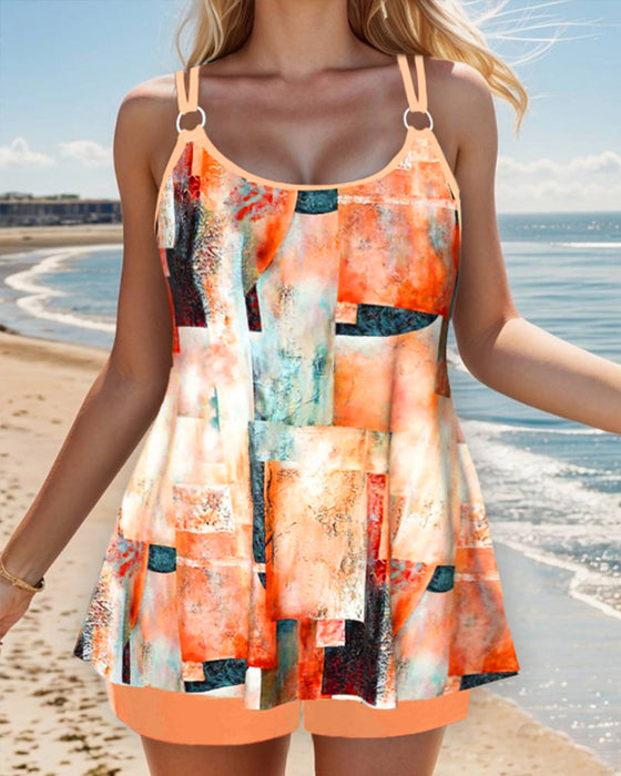 Tankini mit Trägern und Aufdruck