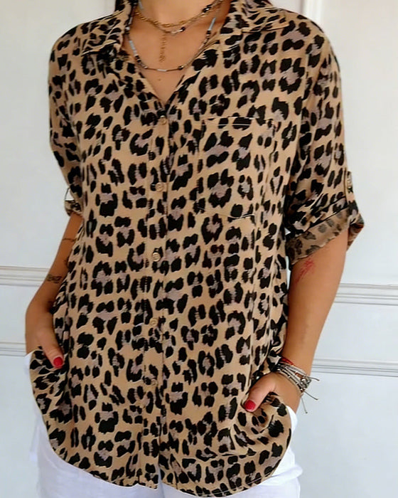 Leopardenmuster Modeblusen