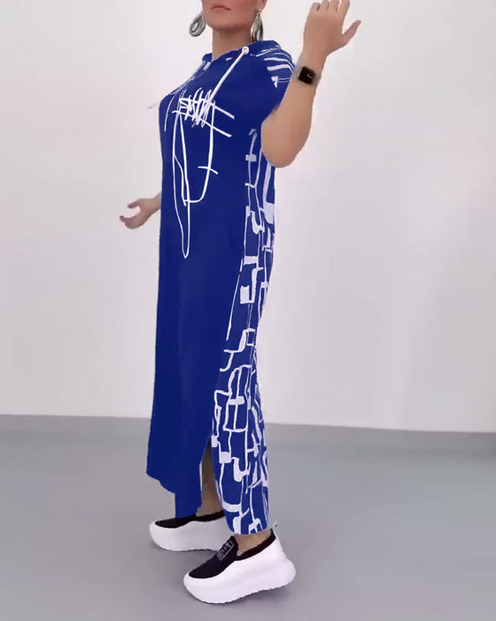 Kleid Halb-Reißverschluss Locker Kontrast
