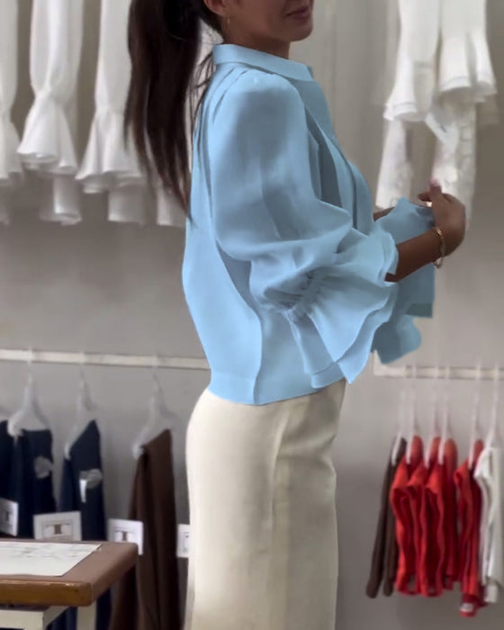 Bluse Puffärmel Rüsche