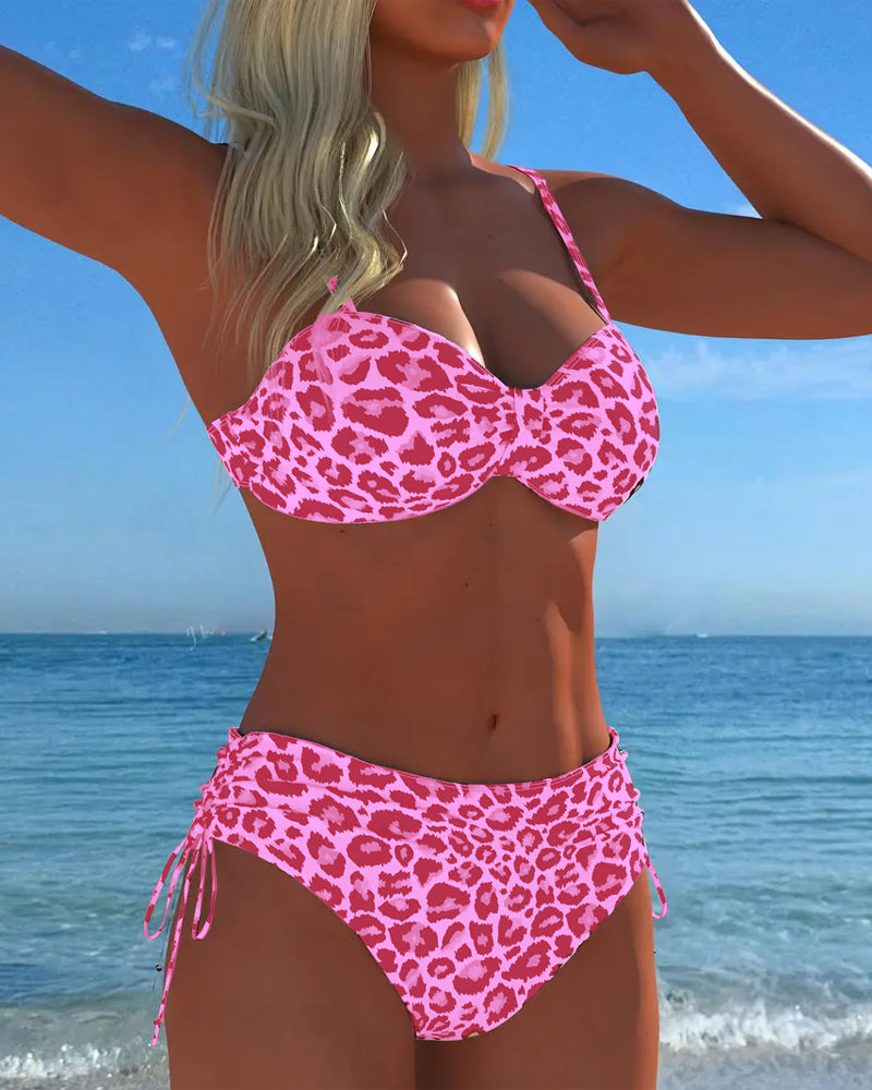 Bikini Schnürung Leopardenmuster