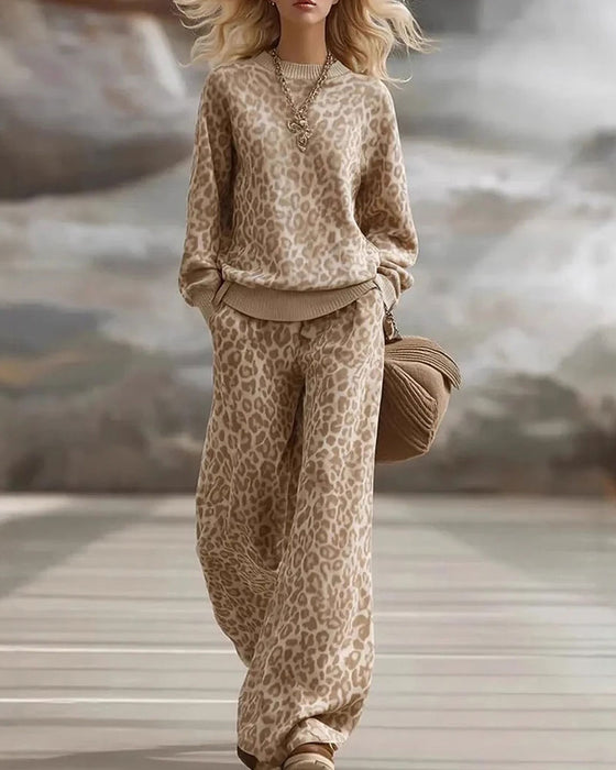 Set Langarm Lange Hose Leopard