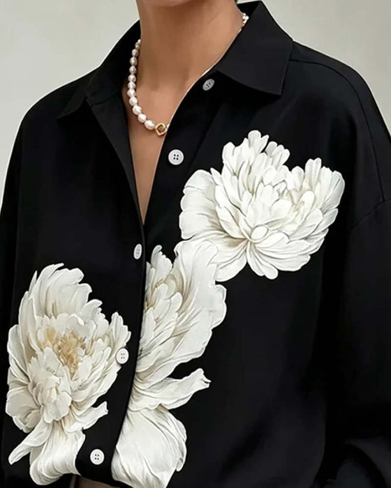 Hemd Blumen Print Revers
