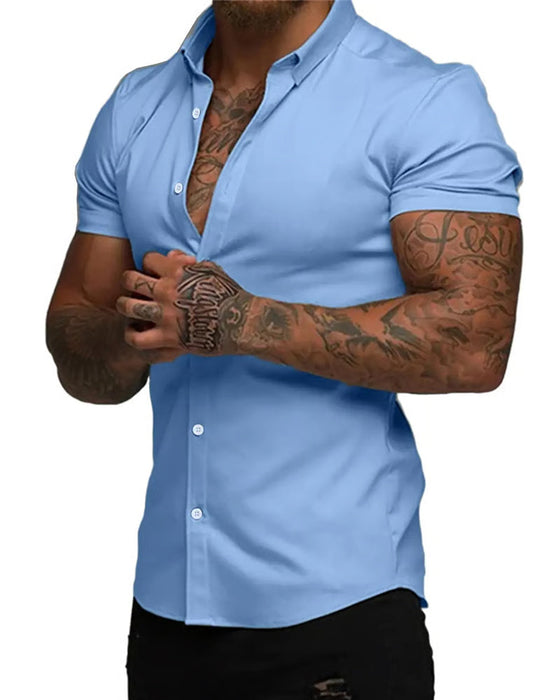 Hemd Hoch Stretch Revers Kurzarm Herren