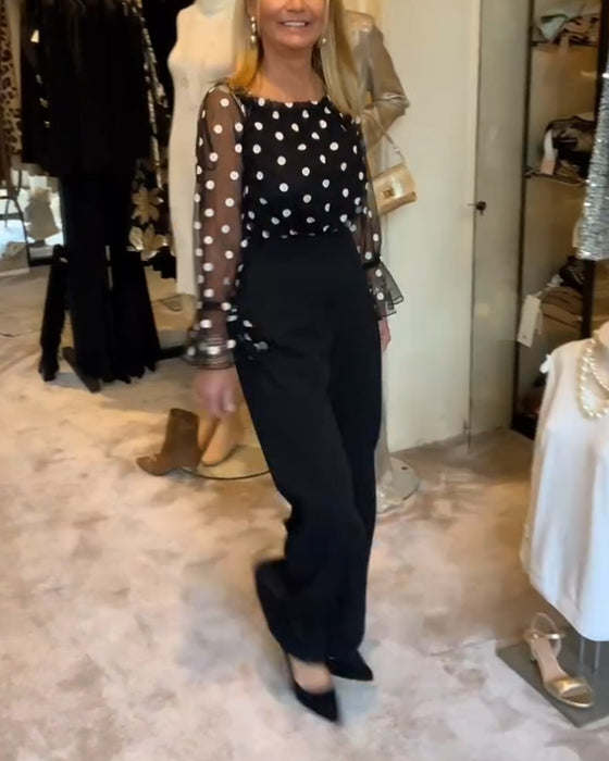 Bluse Casual Transparent Polka Punkte
