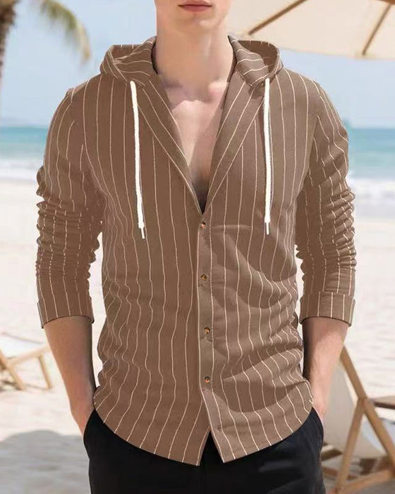 Hemd Herren Gestreift Hoodie